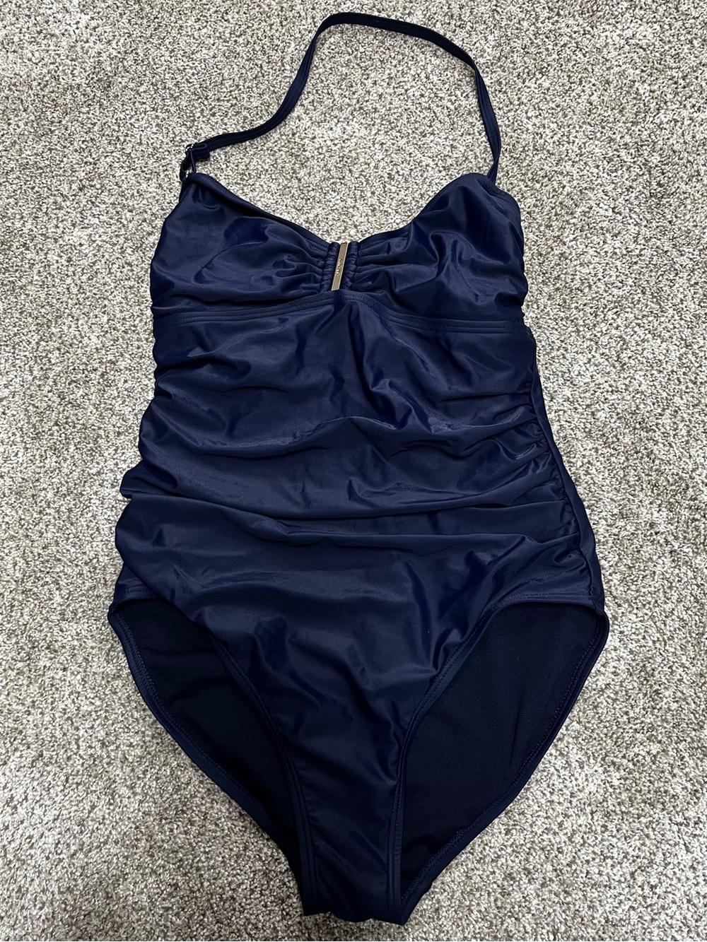 Calvin Klein Deep Navy Ruched One-Piece Swimsuit